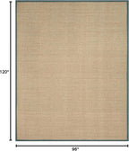 SAFAVIEH Area Rug 8x10 - Natural Fiber Collection - Large - Natural & Light Blue, Seagrass, Basketweave Pattern (NF114M)