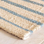 Dash and Albert Moana Jute Area Rug - 3' x 5' Blue Stripe Handwoven Accent Rug - Durable, Eco-Friendly, High Traffic Areas Hallway, Stairs, Living Room