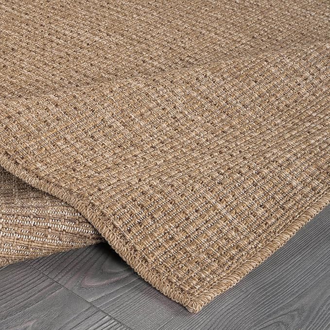 Beverly Rug Easy Jute Natural Runner Rug 2x7 Solid Washable Durable Outdoor Indoor Area Rugs for Living Dining Room Patio Office Stain Resistant Non Shedding Casual Indoor Outside Carpet 2 x 7 Natural