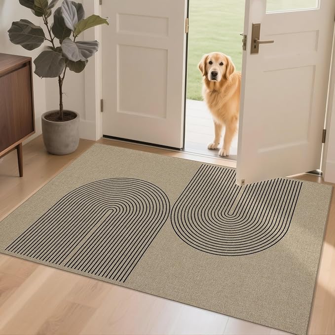Easy Jute Rug 3x5: Indoor Outdoor Natural Boho Area Rugs for Living Room Patio Washable - Farmhouse Neutral Contemporary Carpet Mat for Entryway Bedroom Kitchen Backyard Sunroom Non Slip