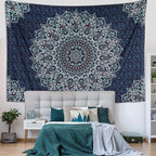 Edeesky Black Blue Mandala Tapestry Wall Hanging Vintage Tapestries Aesthetic Hippie Wall Decor Bohemian Wall Art Boho Home Decoration for Bedroom,Living Room,Dorm