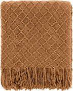 CREVENT Farmhouse Boho Knitted Throw Blanket for Couch Sofa Chair Bed Home Decoration, Soft Warm Cozy Light Weight for Spring Summer Fall (60''X80'' Brown)