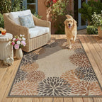 LIVEBOX Modern 3x5 Jute Outdoor Patio Rug, Washable Rugs for Entryway Porch, Tropical Floral Boho Farmhouse Carpet, Non Slip Front Door Mat for Outdoor Indoor Entryway Guestroom Decor (Beige 3'x5')