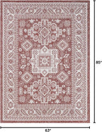 Rugs.com Outdoor Aztec Collection Rug – 5x7 Rust Red Flatweave-Pile Rug Perfect for Living Rooms, Large Dining Rooms, Open Floorplans
