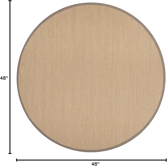 SAFAVIEH Area Rug 4' Round - Natural Fiber Collection - Maize & Grey, Sisal, Woven Design with Border (NF141G)