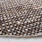SAFAVIEH Natura Collection Area Rug - 6' Round, Black & Ivory, Handmade Flat Weave Wool & Jute, Ideal for High Traffic Areas in Living Room, Bedroom (NAT349Z)