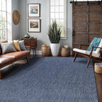 Washable Indoor Outdoor Rug 6x9 Weather Resistant Area Rugs Modern Solid for Porch Deck Balcony Backyard Patio Outside Carpet (6 X 9 Azure Blue)
