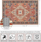 Amearea Vintage Design Orange Area Rugs for Living Room, 4x6 Machine Washable Floral Collection Traditional Bedroom Rug, Low Pile Dinning Room Carpet, No Slip Office Kitchen Home Decor, Orange
