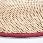 SAFAVIEH Area Rug 4' Round - Natural Fiber Collection - Maize & Burgundy, Sisal, Woven Design with Border (NF141D)