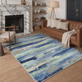 GENIMO 5X7 Washable Modern Area Rugs for Living Room, Non-Slip Low Pile Chenille Print Rug, Soft Rugs for Bedroom Dining Room Home Office, Sage & Tide