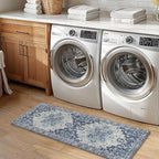 GENIMO Kitchen Mats for Floor 2PCs, Washable Anti Fatigue Mat for Cushioned, 17.3"x47"+17.3"x30", Waterproof Kitchen Rugs, Non Slip Comfort Standing Mat Rug for Home, Sink, Laundry, Soft Blue Violet
