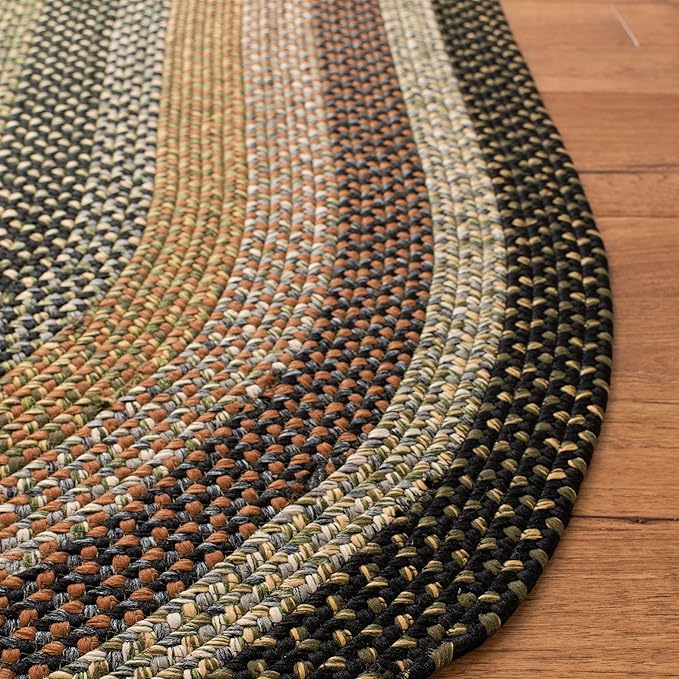 SAFAVIEH Washable Rug Outdoor Braided Collection - 6' x 8' Oval, Multi, Handmade & Reversible, Non-Shedding & Easy to Clean, Ideal for Patio, Backyard, Mudroom (BRD308A)