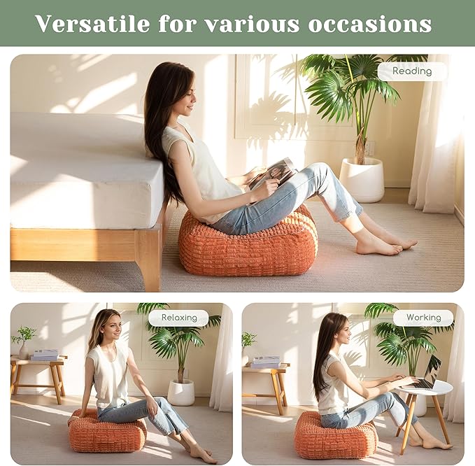 8" Washable Floor Pillow Cushion for Adults, Meditation Cushion Pillow, Removable Tufted Blended Corduroy Cover, Large Square Floor Sitting for Tatami Living Room or Yoga, 22x22 Inch, Machine Washable
