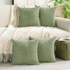 Set of 4 Sage Green Decorative Throw Pillow Covers 16x16 Inch Corduroy Pillow Covers for Bed Couch Sofa Living Room Soft Square Cushion Cases
