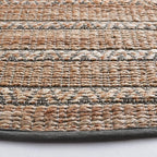 SAFAVIEH Natural Fiber Collection Area Rug - 7' Round, Olive & Natural, Handmade Flat Weave Stripe Jute & Cotton Jute, Ideal for High Traffic Areas in Living Room, Bedroom (NFB655X)