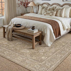 6x9 Area Rug Brown Washable Vintage Carpet Living Room Bedroom Large Non Slip Stain Soft Resistant Low Pile Thin Boho Accent Indoor Throw Rug for Dining Room Office
