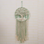 Macrame Wall Hanging Green and White Tree of Life Wall Art Decoration Home Decor Dream Catcher (X-Large)
