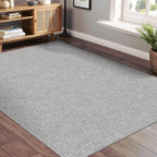 Beverly Rug Easy Jute Gray Rug 6x9 Solid Washable Durable Outdoor Indoor Area Rugs for Living Dining Room Patio Office Stain Resistant Non Shedding Casual Indoor Outside Carpet (6 x 9 Gray)
