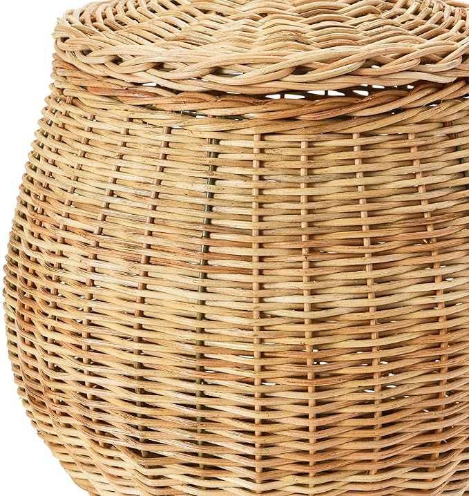 Creative Co-Op Hand-Woven Wicker Baskets with Lids, Set of 2
