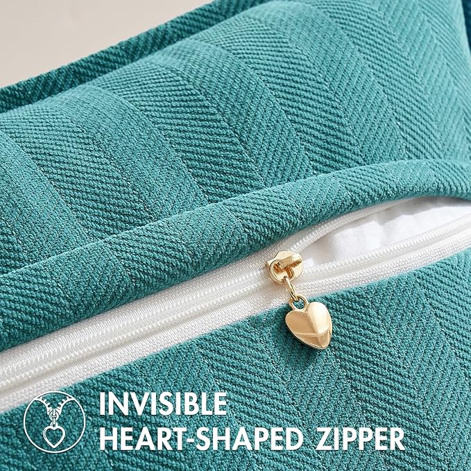 MIULEE Pack of 2 Teal Decorative Pillow Covers 16x16 Inch Soft Chenille Luxurious Couch Throw Pillows Farmhouse Cushion Covers with Elegant Design for Sofa Bedroom Living Room Home Decor