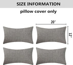 Home Brilliant Pillow Covers 12x20 Set of 4 Lined Linen Rectangle Oblong Throw Pillows for Couch Car Chair, 12 x 20 inch, 30x50 cm, Dark Grey