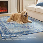 Bedsure 3x5 Area Rugs for Living Room, Machine Washable Rugs, Non-Slip Backing, Non-Shedding, Vintage Low Pile Easy Care Throw Carpet for Bedroom Dining Room, Medium Gray