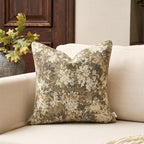 Yangest Neutral Floral Pillow Cover 18 x18 Inches, Vintage Chenille Square Throw Pillow Cover Soft Decorative Farmhouse Accent Couch Pillow Cover for Living Room Bedroom, Beige