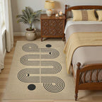 4x6 Jute Rug for Living Room: Farmhouse Indoor Outdoor Rug Washable with Non-Slip for Bedroom Patio Backyard Dining Room Home Office - Geometric Brown