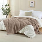 Knitted Throw Blanket 50"X60", Taupe Knit Throws for Bed, Super Soft Boho Chevron Blankets for Couch Sofa Chair Room Decor, Textured Decorative Farmhouse Cozy Lightweight