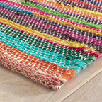 Dash & Albert Mod Chindi Multi Handwoven Jute Rug, Runner-2.5 X 8 Feet, Multi Geometric Pattern