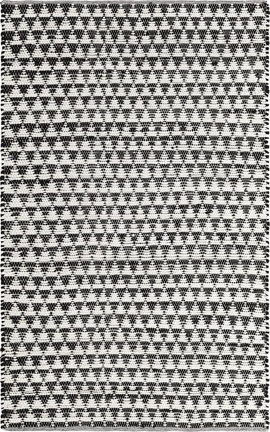 Unique Loom Chindi Jute Collection Area Rug (5' 1" x 8' Rectangle, White Black)
