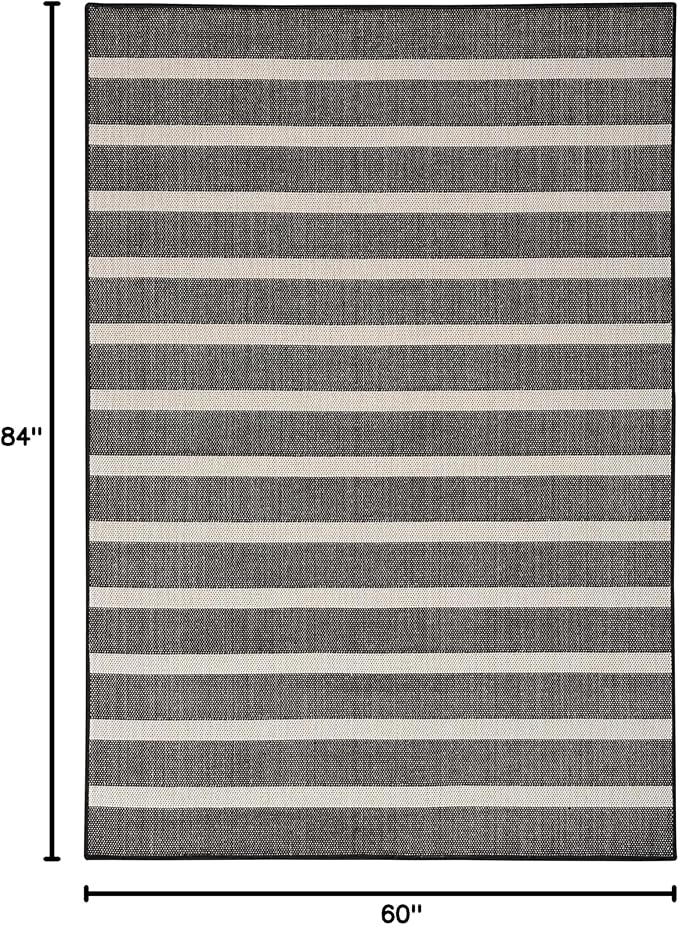 Nourison Home Positano Black Ivory 5' x 7' Area Rug - Easy Clean, Non Shedding, Bed Room, Living Room, Dining Room, Kitchen (5' x 7')