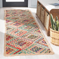 SAFAVIEH Cape Cod Collection Accent Rug - 2' x 3', Natural & Red, Handmade Flat Weave Diamond Braided Jute & Denim, Ideal for High Traffic Areas in Entryway, Living Room, Bedroom (CAP354B)