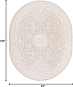 Rugs.com Outdoor Aztec Collection Rug – 8' x 10' Oval Light Gray Flatweave Rug Perfect for Living Rooms, Large Dining Rooms, Open Floorplans