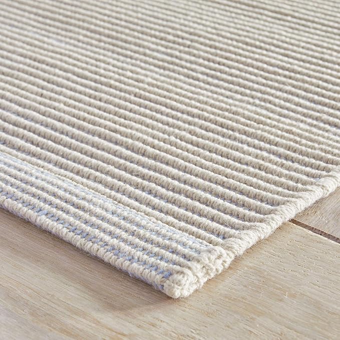 Dash and Albert Haverhill Cotton Area Rug - 3' x 5' French Blue Solid Handwoven Accent Rug - Durable, High Traffic Areas Hallway, Living Room, Stairs, Bedroom