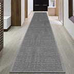 8ft Jute Hallway Rug Runner, Rubber Backed Extra Long Carpet Runner Mats for Hallway, Machine Washable Indoor Entryway Runner Rug, Grey