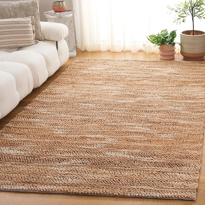 SAFAVIEH Natural Fiber Couture Collection Area Rug - 5' x 8', Natural, Handmade Jute, Ideal for Living Room, Bedroom, Home Office, Dining Space (NFC101B-5)