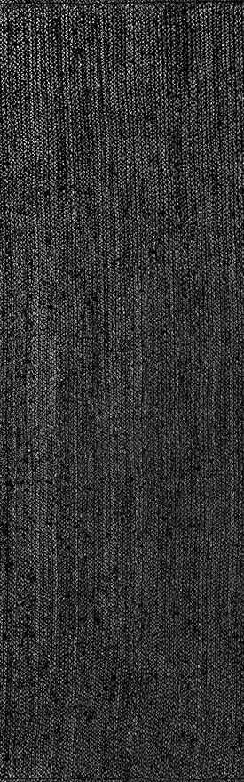 nuLOOM 2x6 Rigo Jute Hand Woven Area Rug, Black, Solid Farmhouse Design, Natural Fiber, For Bedroom, Living Room, Dining Room, Hallway, Office, Kitchen, Entryway