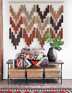 IOWER Macrame Wall Hanging Yarn Boho Wall Decor Wave Tassel Home Wall Aesthetic Living Rooms Bedrooms Offices Geometric Art Chic Home Decor 47" W x 39" L