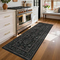 GarveeHome Runner Rugs 2x6 Kitchen Runner Rug Non Slip Washable Runners for Hallways, Boho Vintage Rugs with Rubber Backing Low-Pile Indoor Carpet for Entryway Bedroom Black