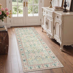 Bavni 2'6''x6 Rug Runners for Hallways, Washable Runner Rug Non Slip, Vintage Floral Print Style Rugs for Bedroom-Lightweight Low Pile Carpet for Hallways Bathroom, Pink
