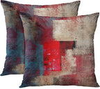 Emvency Set of 2 Throw Pillow Covers Modern Abstract Painting Red Brown and Gray Decorative Pillow Cases Home Decor Standard Square 18x18 Inches Pillowcases
