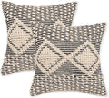 REDEARTH · Handmade Boho Throw Pillow Covers - Bohemian Chic Farmhouse Style - Accent Woven Indoor and Outdoor Cushion Cases for Couch - Bed - Chair - Sofa - Benches – Set of 2-18"x18" - Black