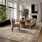 Washable Rugs for Living Room: 9x12 Area Rugs for Bedroom Ultral Soft Non-Slip Stain Resistant Vintage Boho Large Carpet for High-Traffic Dining Room - Farmhouse Decor