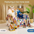 King Extra Large Boho Throw Blanket Oversized 91" x 108", 100% Organic Cotton Soft Bed Throw - Floral Bird Butterfly Pattern Farmhouse Blanket for Couch Sofa Chair and Gift.