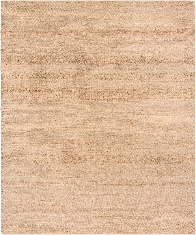 SAFAVIEH Natural Fiber Collection Area Rug - 7' Square, Natural, Handmade Farmhouse Fringe Jute, Ideal for High Traffic Areas in Living Room, Bedroom (NF731A)