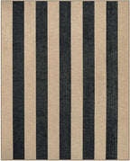 Lahome Elance Striped Easy Jute Outdoor Rug, Washable Rugs 8x10 for Living Room Patio Indoor Outdoor Black Carpet, Farmhouse Neutral Non Slip Non Shedding Floor Carpet for Office Sunroom Dining Room
