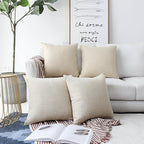 Home Brilliant 24x24 Pillow Cover Burlap Solid Linen European Throw Pillow Sham Cushion Cover for Bench Decorations, 24x24, Light Linen
