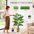 Der Rose 44" Tall Fake Plants with Basket Large Artificial Monstera Plants Indoor, Easy Assembly Faux Tree for Outdoor Office Living Room Bedroom Home Apartment Decor