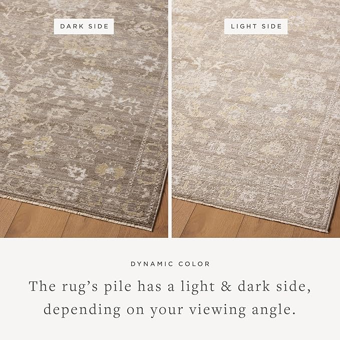Loloi Magnolia Home by Joanna Gaines Pace Collection PAC-03 Taupe/Wheat 5'-3" x 5'-3" Round Area Rug